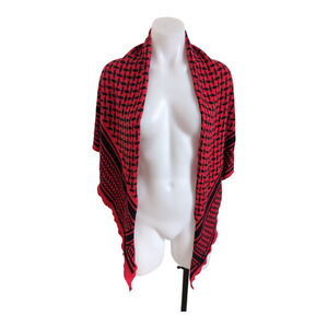 Literature Noir Rectangular Scarf Wrap Shawl Red Black Cashmere Geometric Print